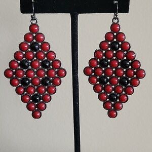 Black and red statement jewelry earrings